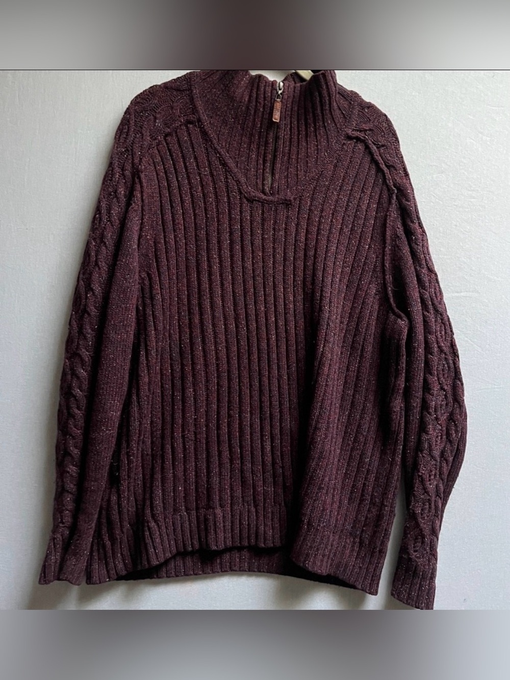Tommy Bahama Merino Wool Silk Quarter Zip Sweater S Burgundy